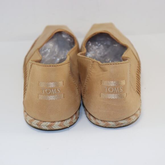 TOMS Tan Leather Espadrille Slip-On Shoes Women’s Size 11 - Picture 4 of 6